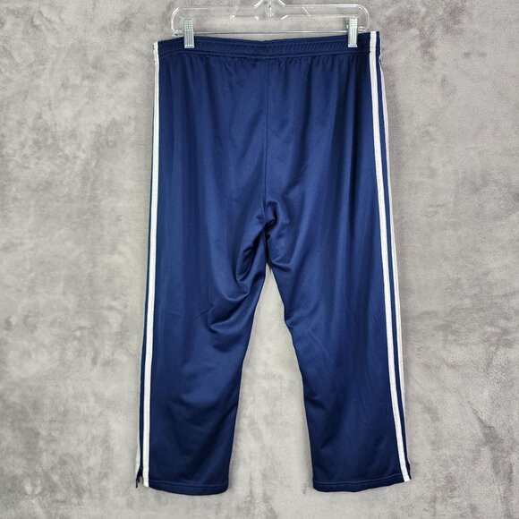Mens Adidas Blue Athletic Track Pants w/ 3 White Stripes Hi Rise Size L - Picture 12 of 16